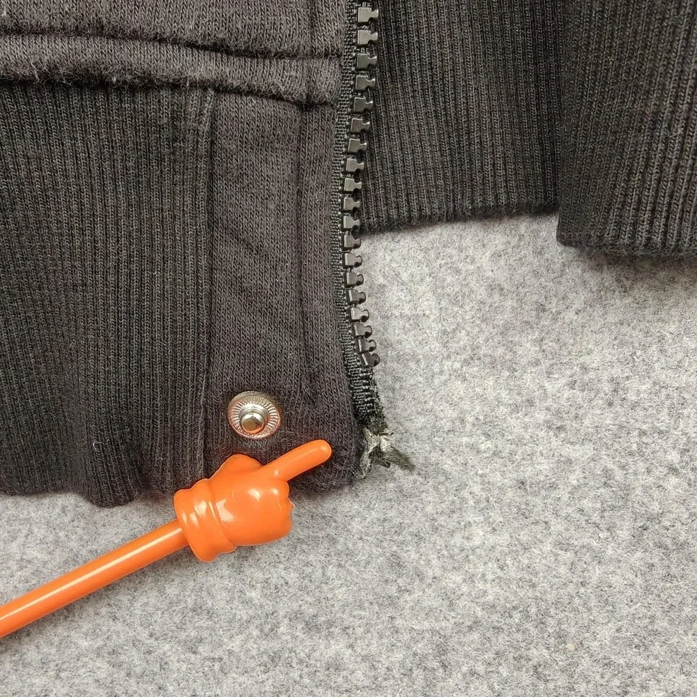 The North Face Jacket Mens Medium Black Hooded Fleece‎ Full Zip Broken Zipper
